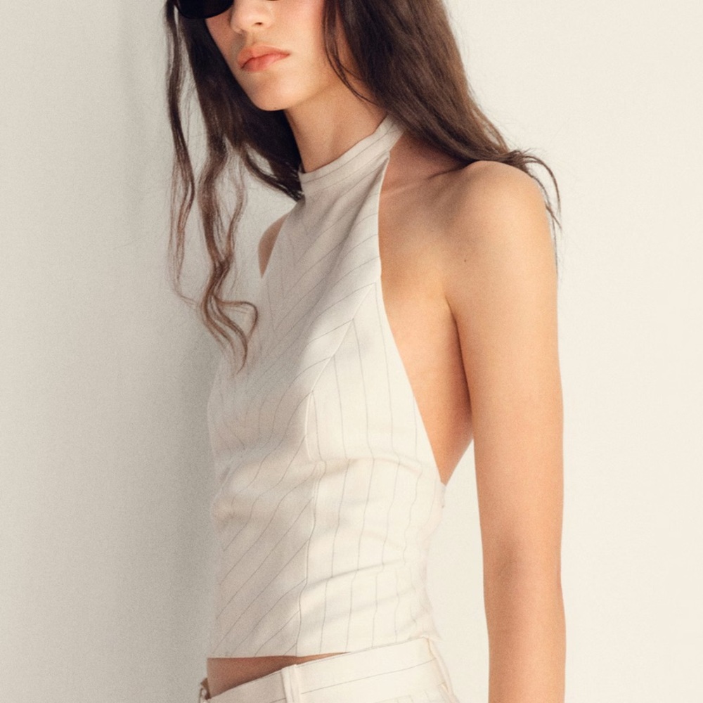 Mango Cream Halter Crop Top